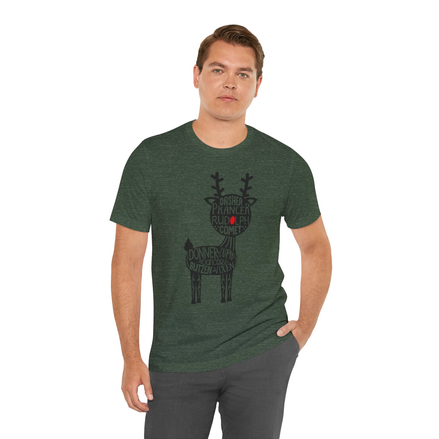 Christmas Reindeer Graphic Tee - Unisex Jersey Short Sleeve Shirt