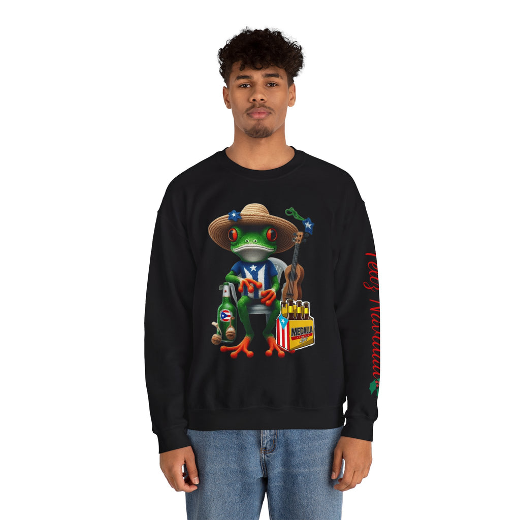 Frog Coqui Crewneck Sweatshirt – Coquito y Medalla Puerto Rican Vibes
