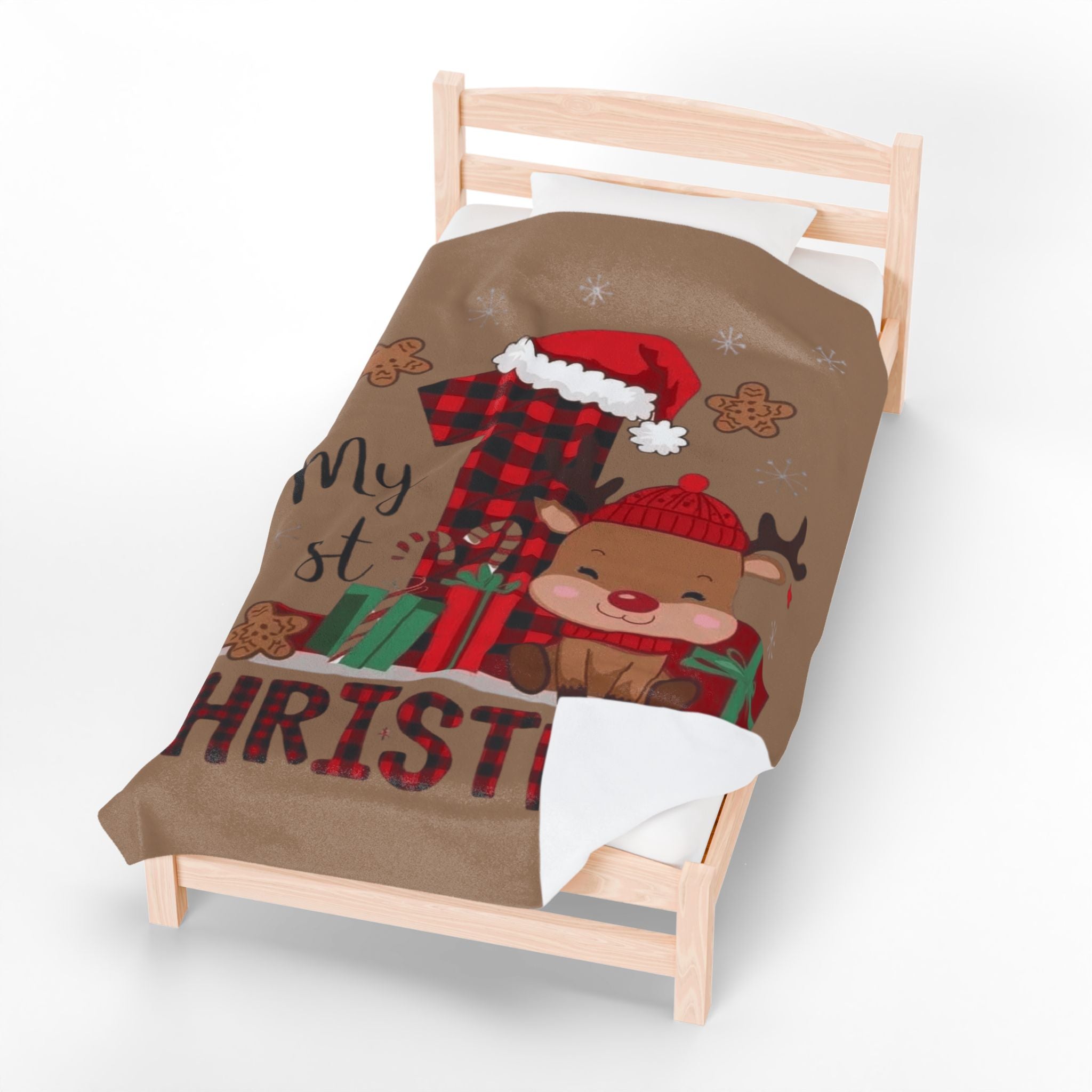 Santa’s Little Snuggle Blanket My 1st Christmas Reindeer Velveteen Plush Blanket