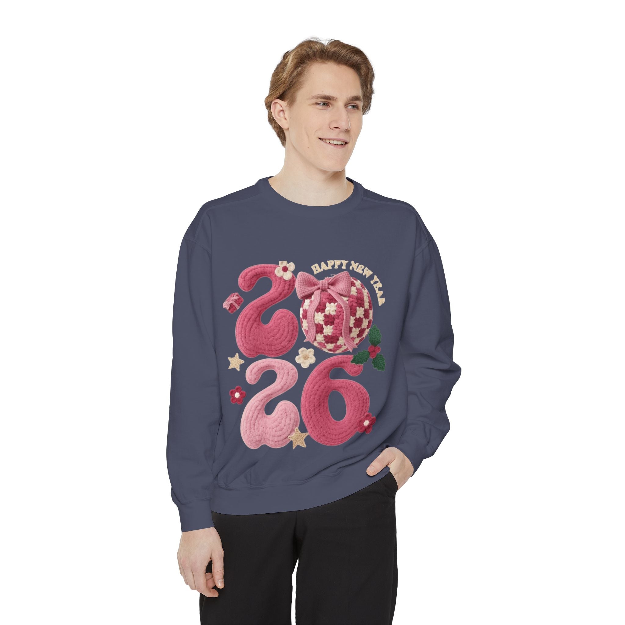 Happy New Year 2026 Sweater  Pink Festive Graphic Sweatshirt