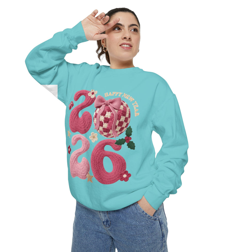 Happy New Year 2026 Sweater  Pink Festive Graphic Sweatshirt