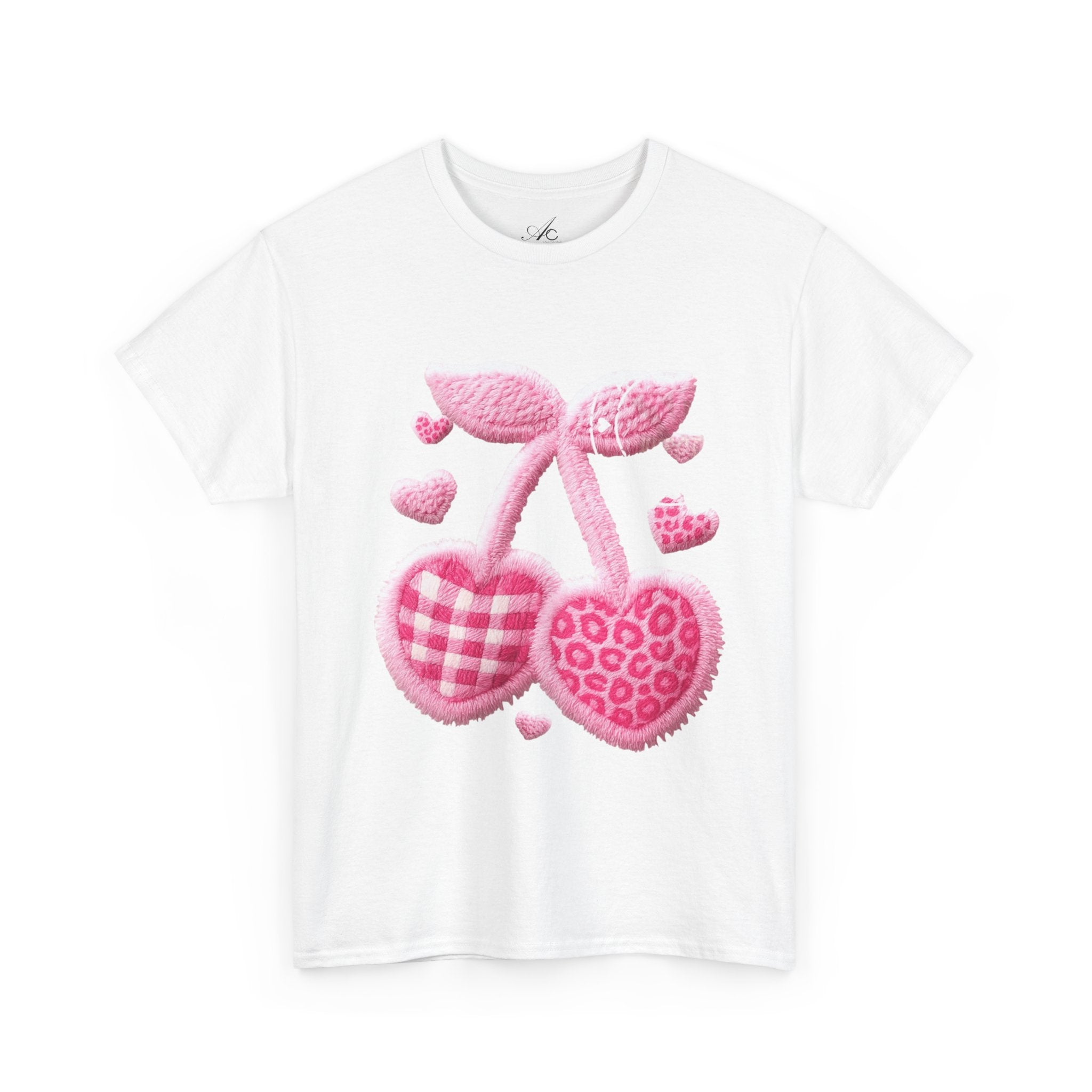 Pink Heart Cherries Tee  LOVE Graphic Valentine T-Shirt