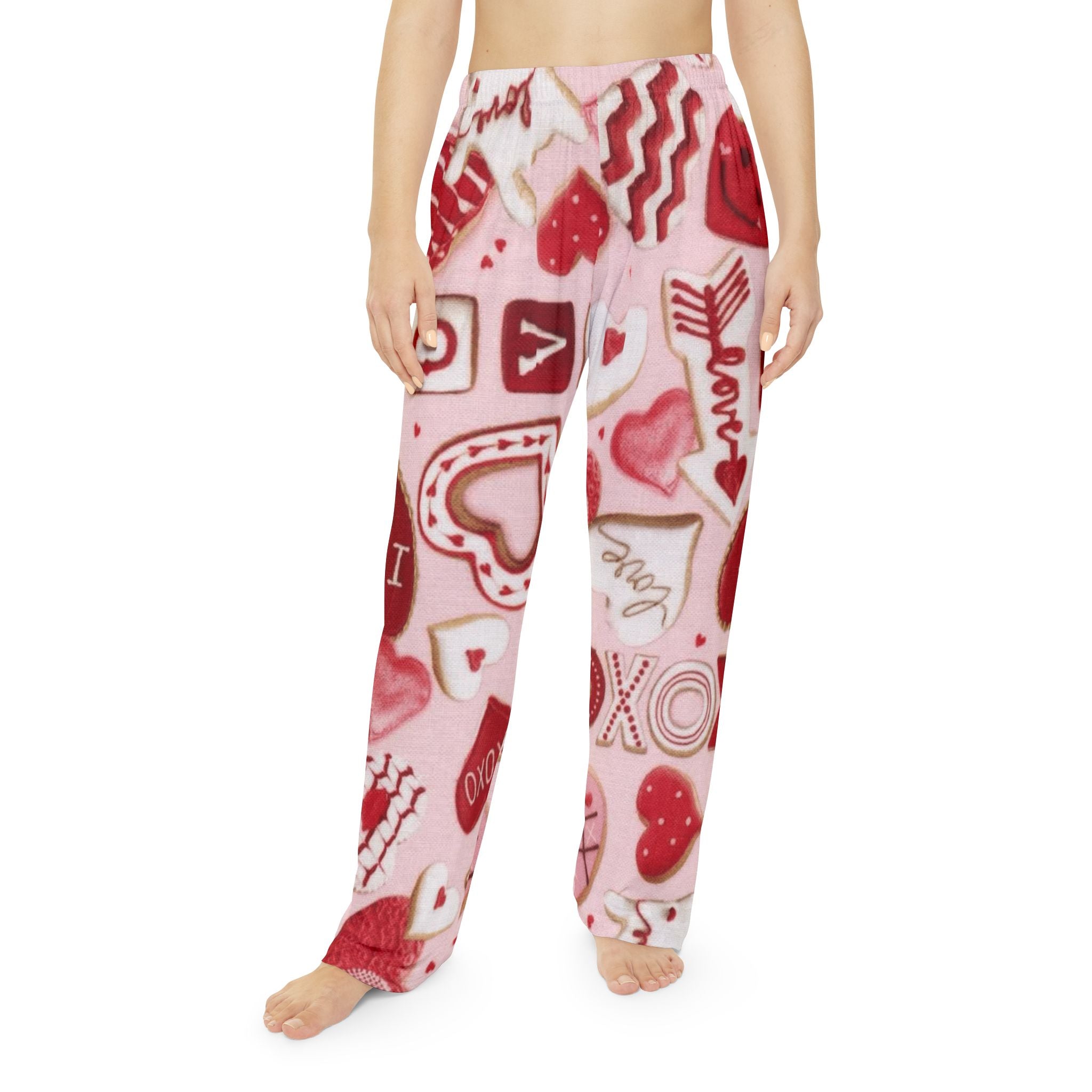Valentine Heart Pattern Pajama Pants — Women's Cozy Pink Love Lounge Bottoms