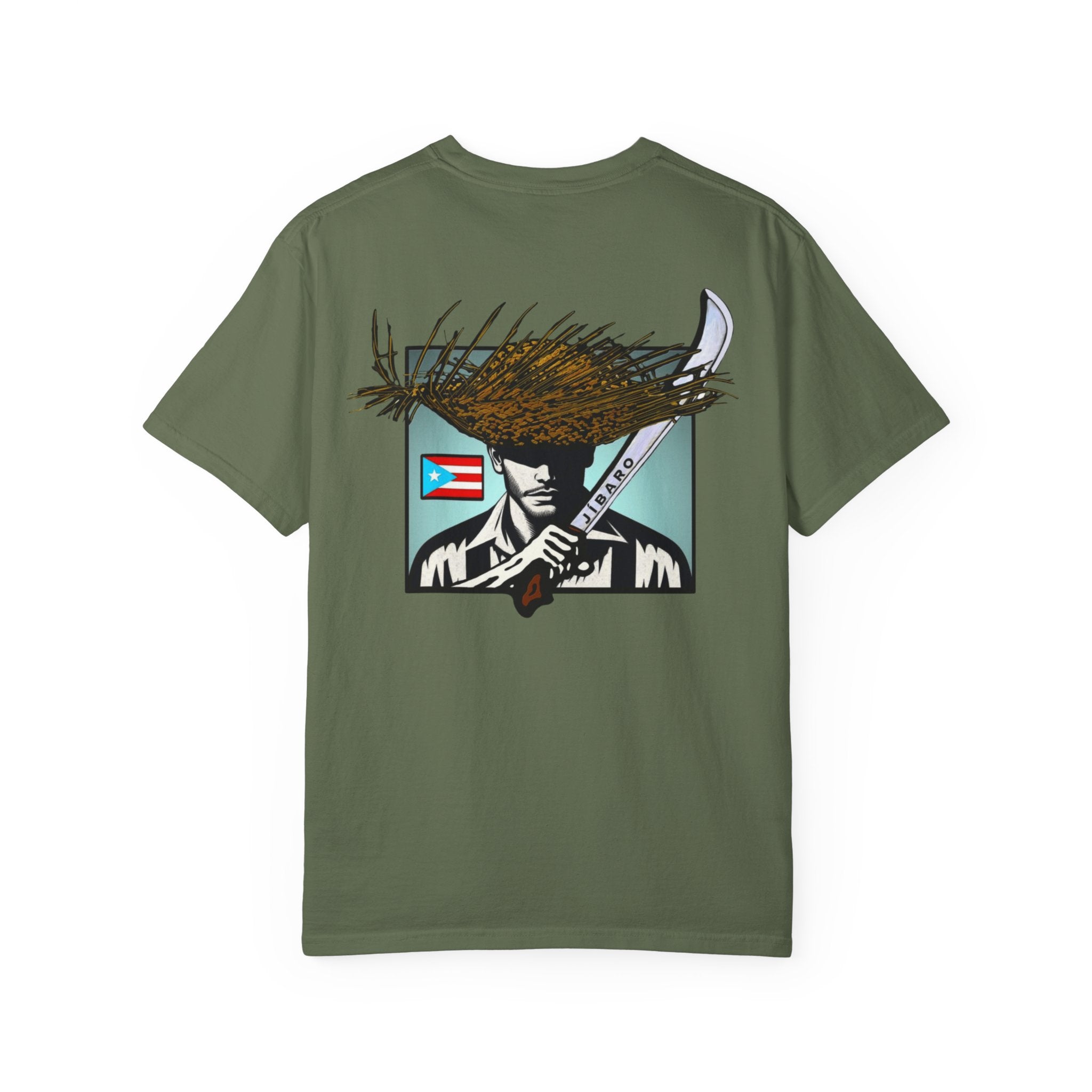 T-Shirt  "Jíbaro" Puerto Rican Heritage Tee (Back Machete  Sombrero de Paja Design) Puerto Rico’s Navidades
