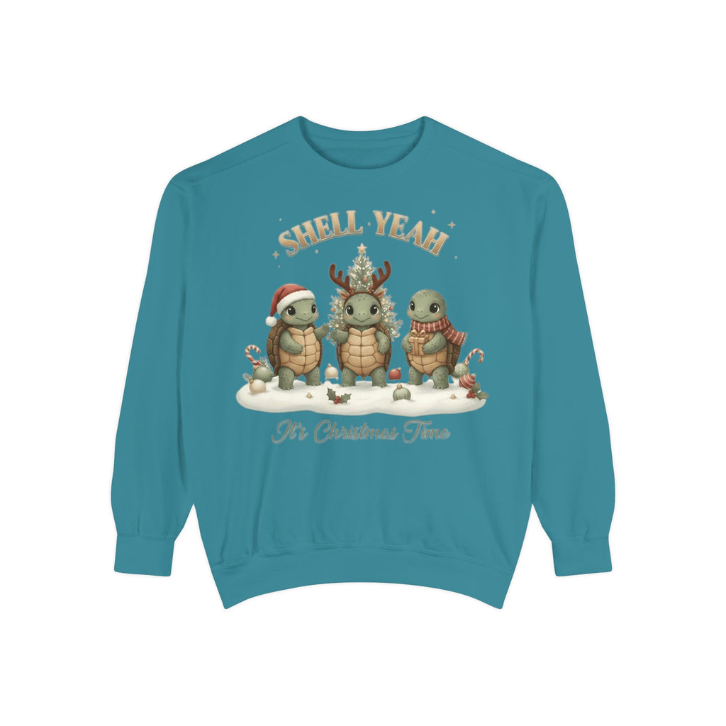 Christmas Turtle Sweatshirt  "Shell Yeah, It’s Christmas Time" Holiday Pullover