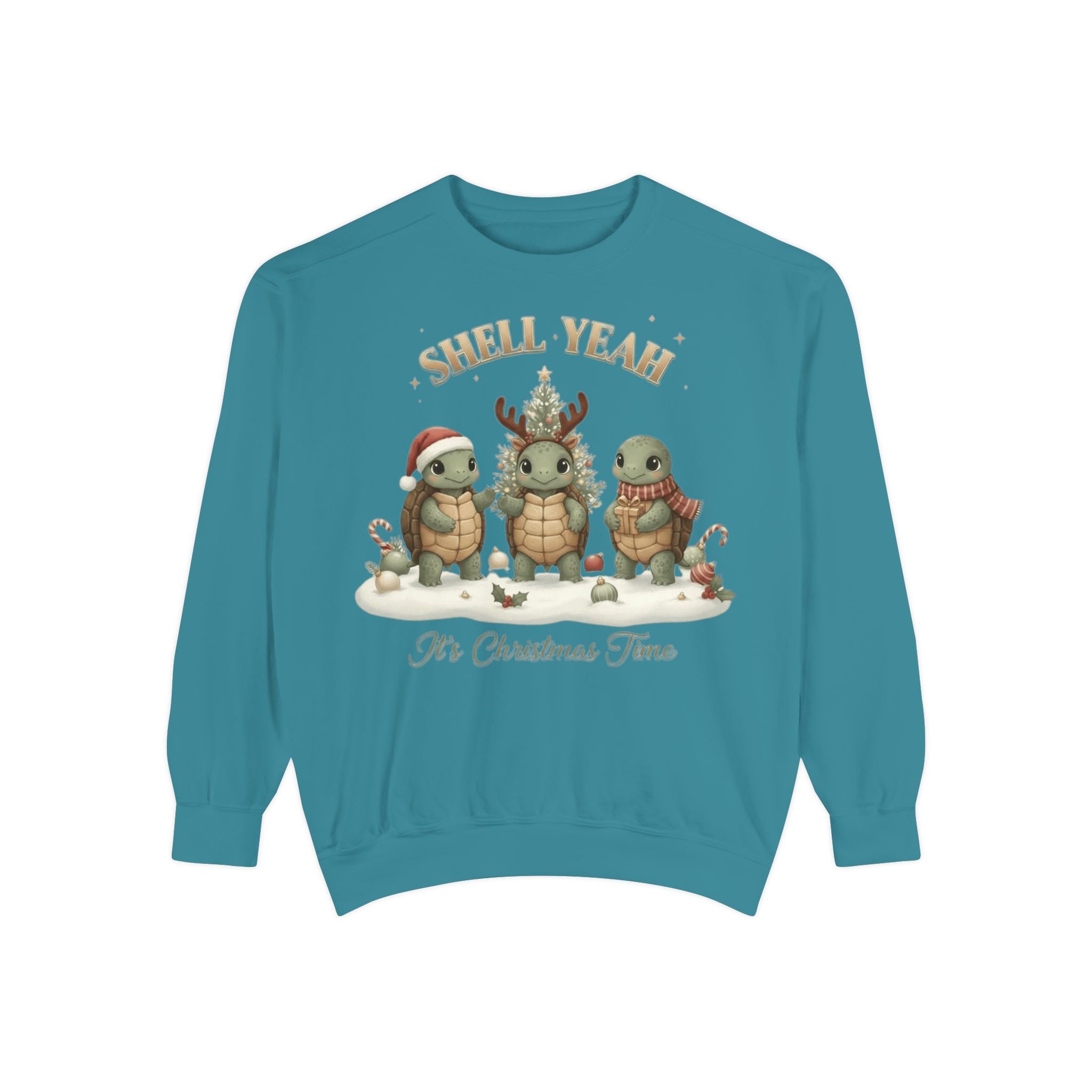 Christmas Turtle Sweatshirt  "Shell Yeah, It’s Christmas Time" Holiday Pullover