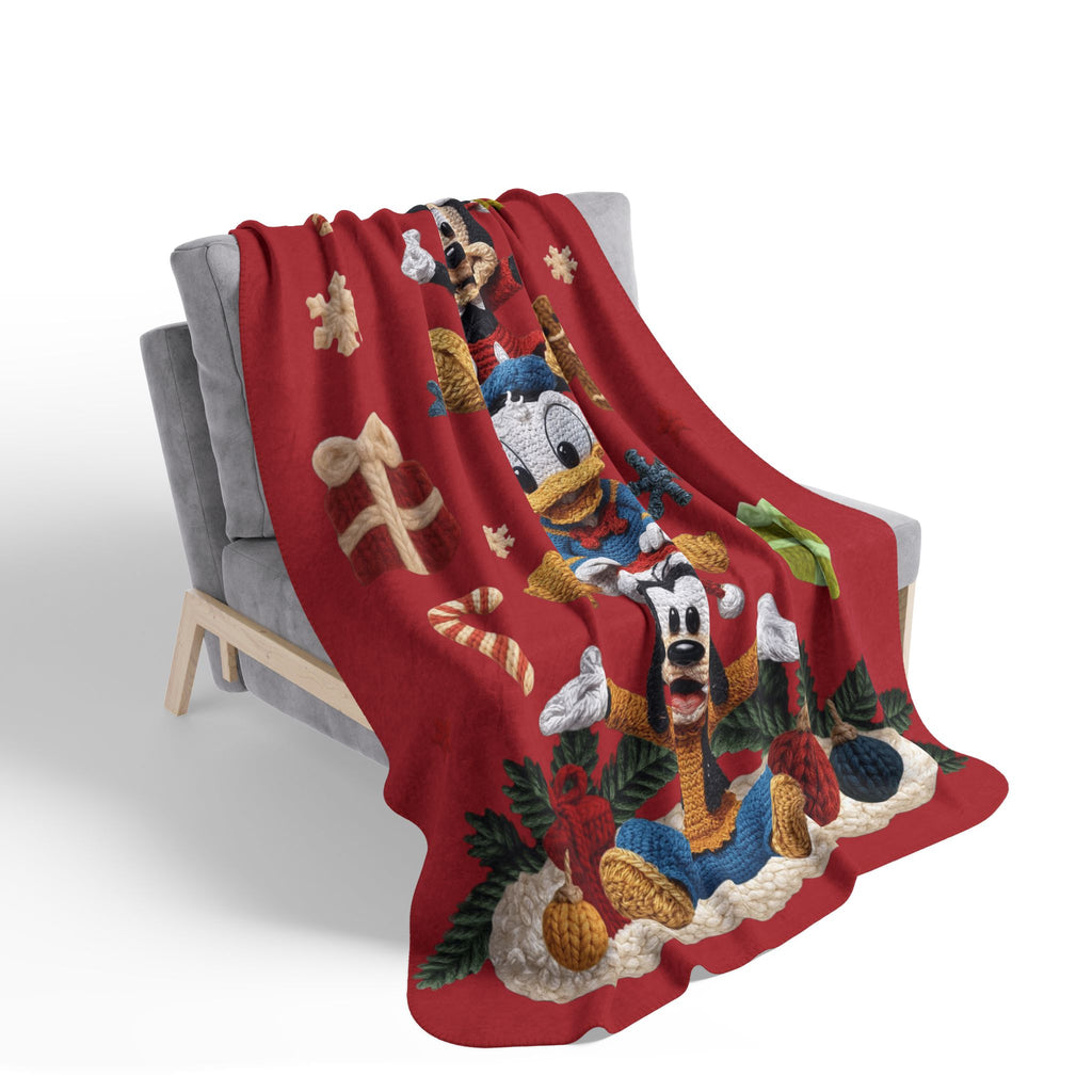 Winter Wonderland Cartoon Fleece Blanket Christmas Disney Fleece Sherpa Blanket  Mickey, Donald & Goofy Holiday Throw