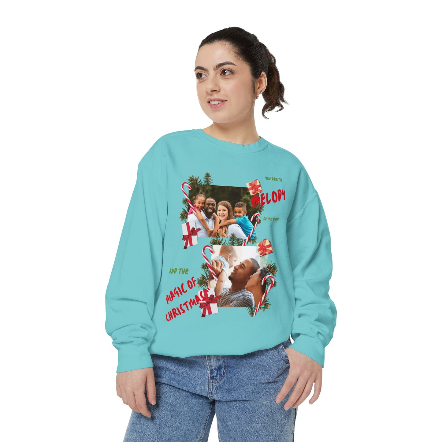 Personalized Christmas Photo Sweatshirt – “You Are the Melody” Holiday Crewneck