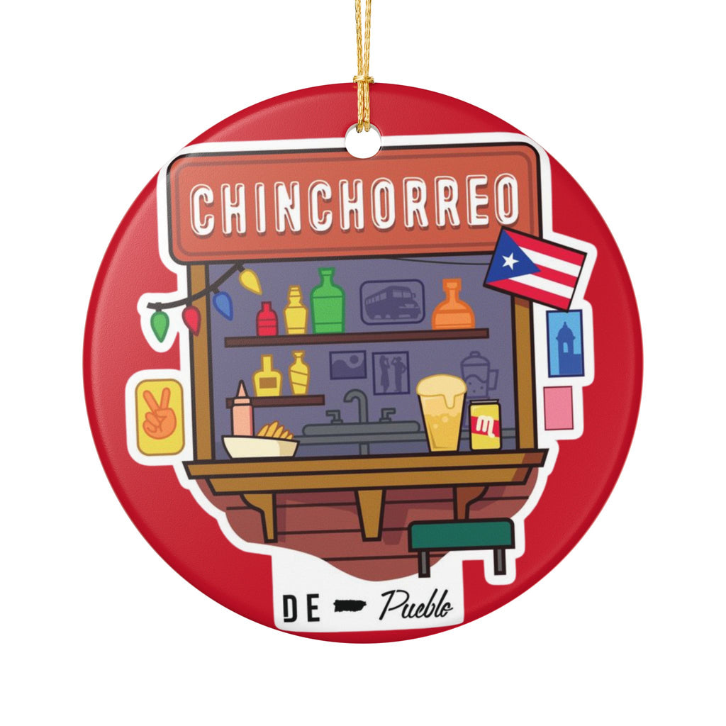 Chinchorreando Ceramic Christmas Ornament - Puerto Rican Decor
