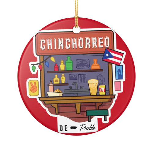 Chinchorreando Ceramic Christmas Ornament - Puerto Rican Decor