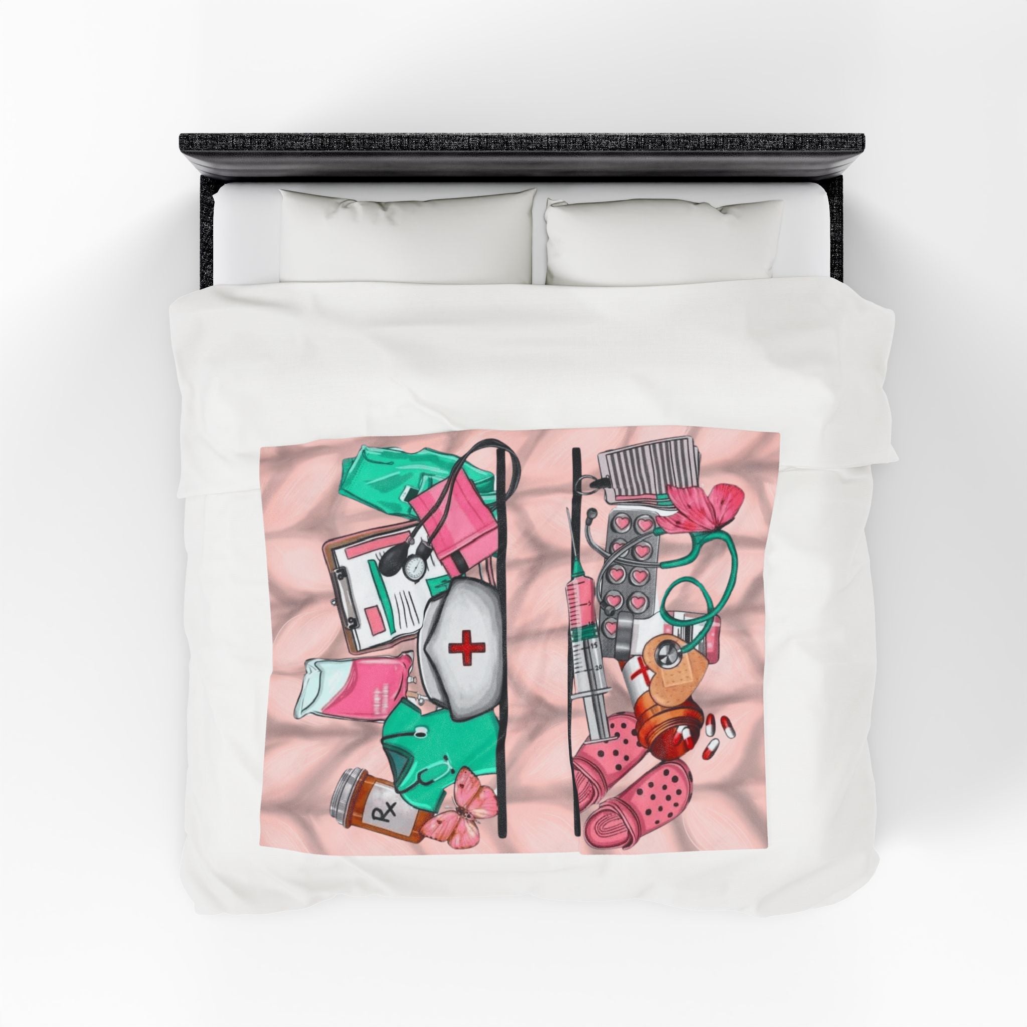Nurse Essentials Velveteen Plush Blanket — Cute Medical Supplies Throw for Nurses & Caregivers