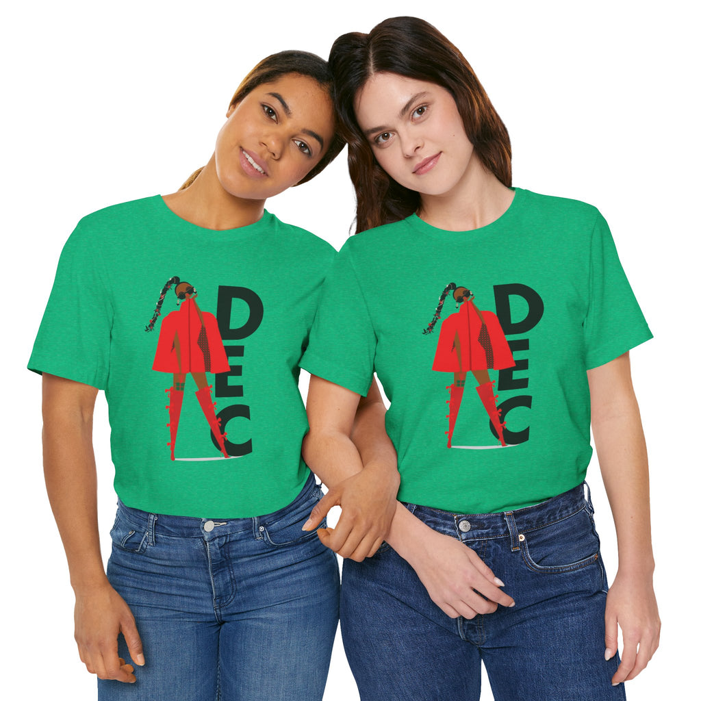December Fashion Tee  Red Coat Model Graphic Shirt