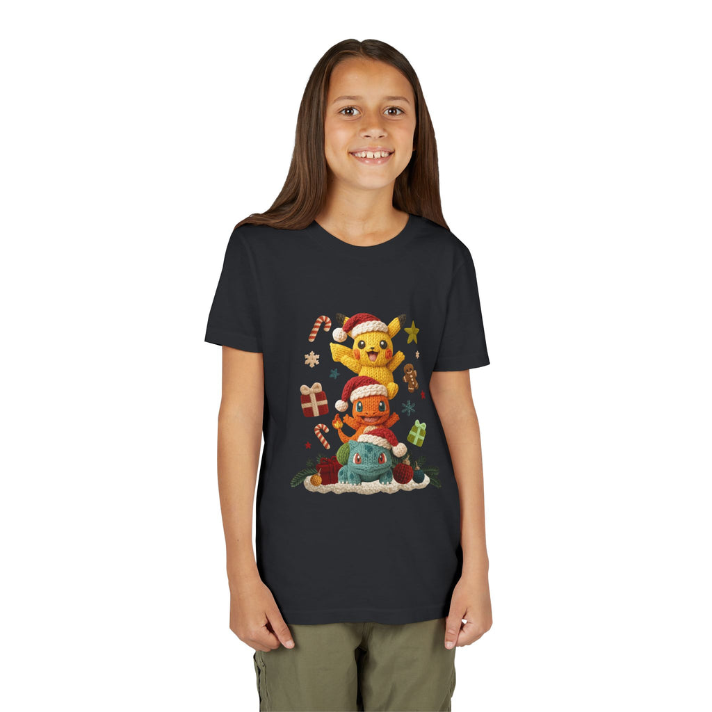 Kids Holiday Tee  Cute Stacked cartoon Characters Christmas Design
