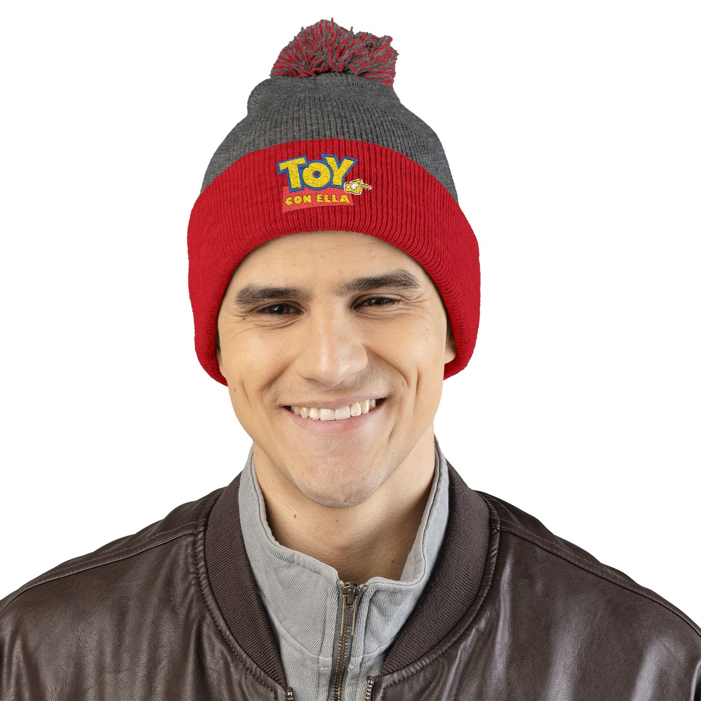 Toy Story Embroidered Pom-Pom Knit Cap Humor Cuffed Beanie – Warm, Soft & Sassy Winter Hat