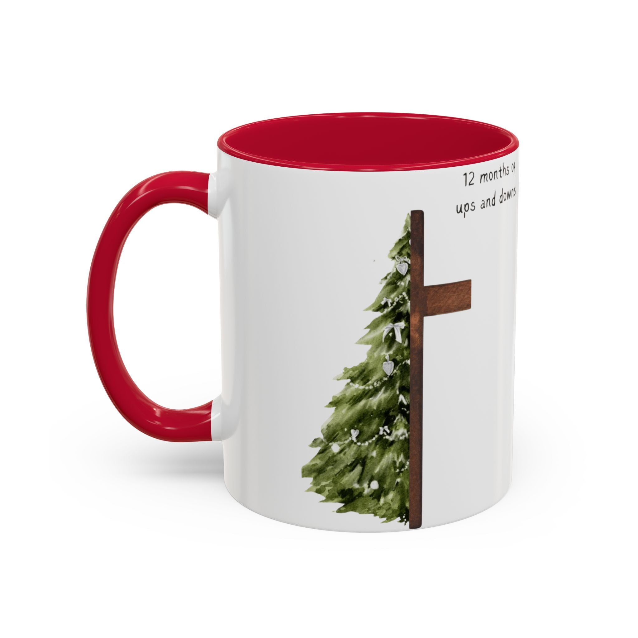 Christian Cross & Pine Tree Mug — Faith Reminder Coffee Cup (11oz/15oz)
