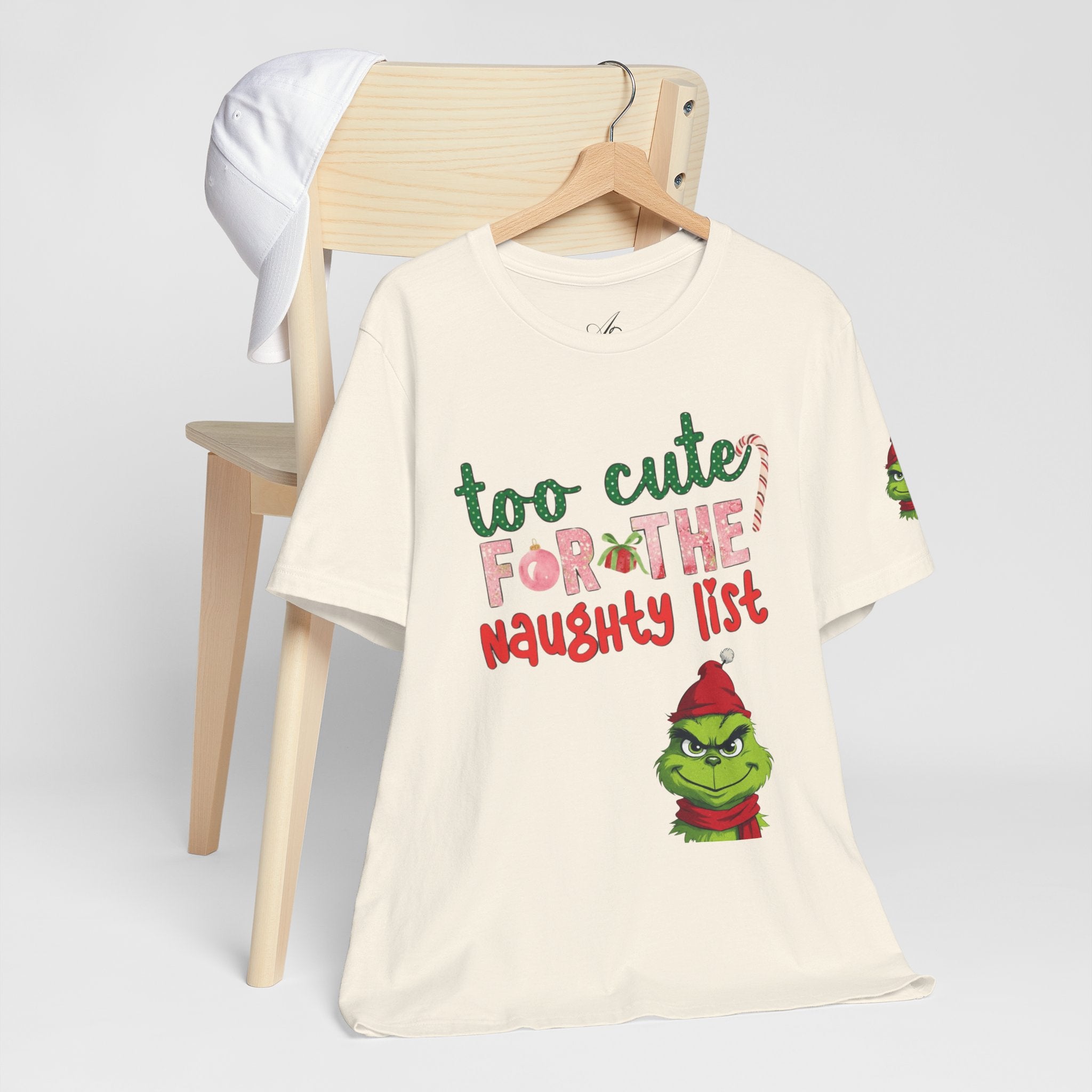 Christmas T-Shirts and Sweatshirts Collection Cute Grinch Holiday Tee 'Too Cute for the Naughty List' Unisex Jersey T-Shirt
