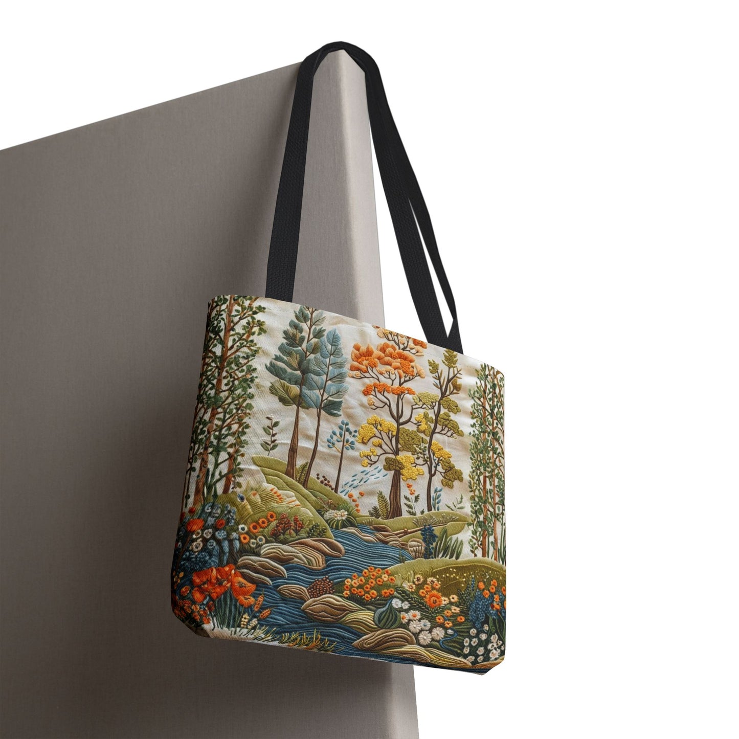 Scenic Meadow Tote Crochet-Decorated Tote Bags