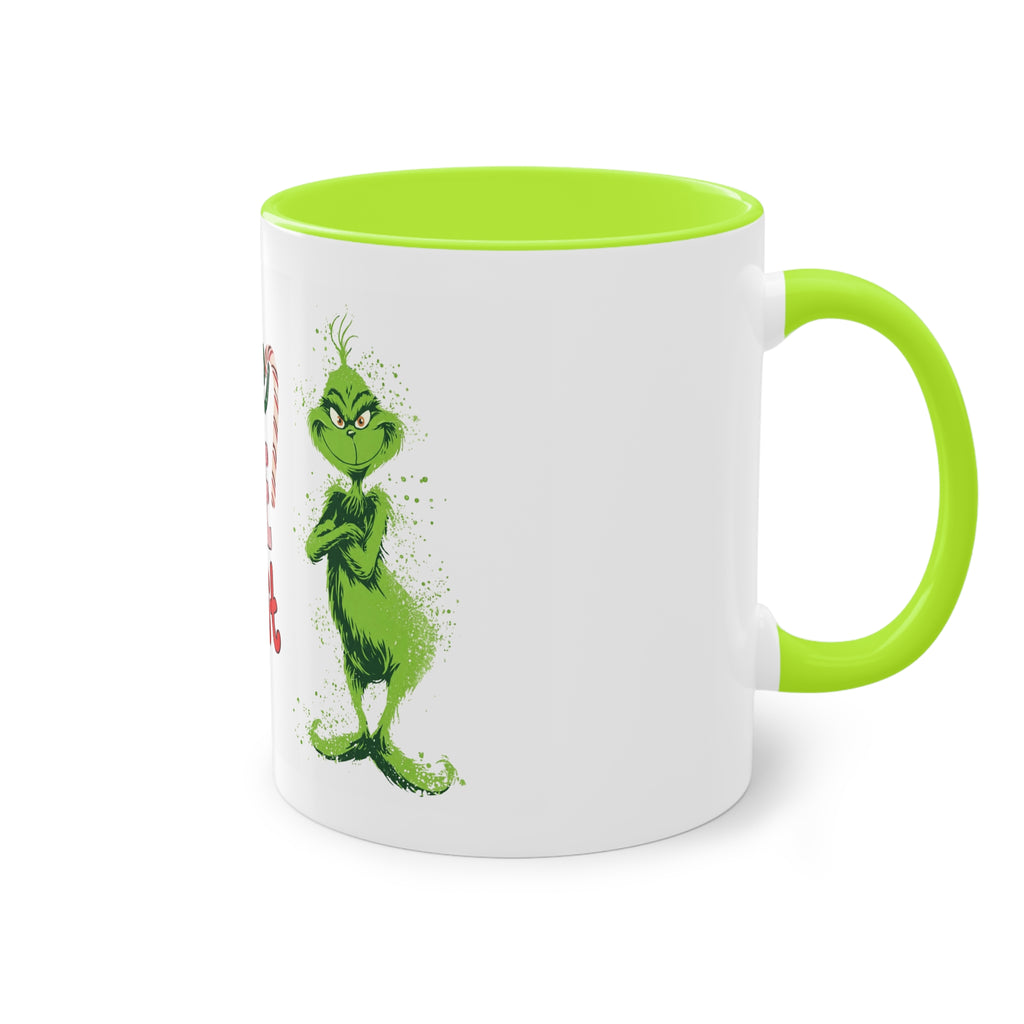 Cute Grinch Two-Tone Coffee Mug - Perfect for Holiday Cheer! Christmas Mugs Collection