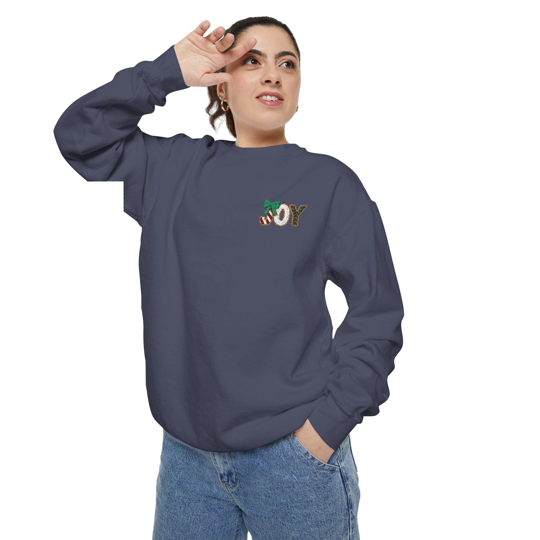 JOY Floral Crewneck Sweatshirt — Holiday Botanical Graphic Christmas T-Shirt & Sweater