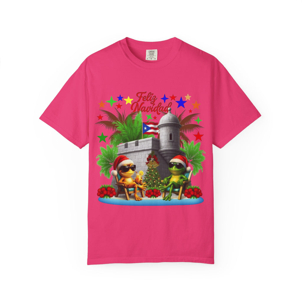 Feliz Navidad Puerto Rico T-Shirt  Castillo & Coquí Holiday Tee Puerto Rico Navidades