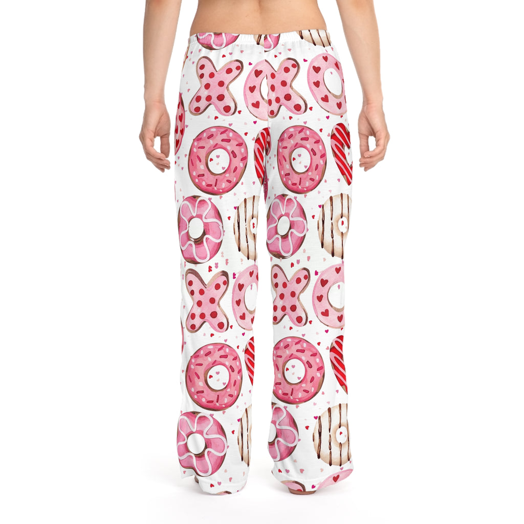 Valentine Donut & XOXO Pajama Pants — Women’s Cozy Pink Heart Sleepwear