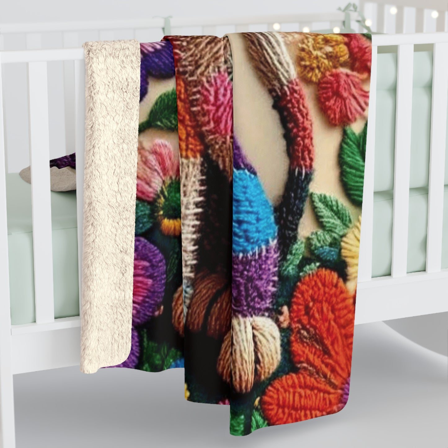 Colorful Patchwork Puppy Sherpa Blanket – Cozy Floral Dog Fleece Throw