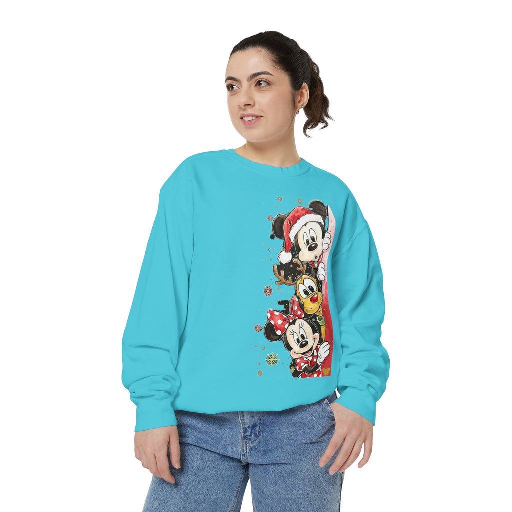 Christmas Disney Characters Sweatshirt  Mickey, Minnie & Pluto Holiday Crew Cartoon Christmas T-shirts and Sweaters