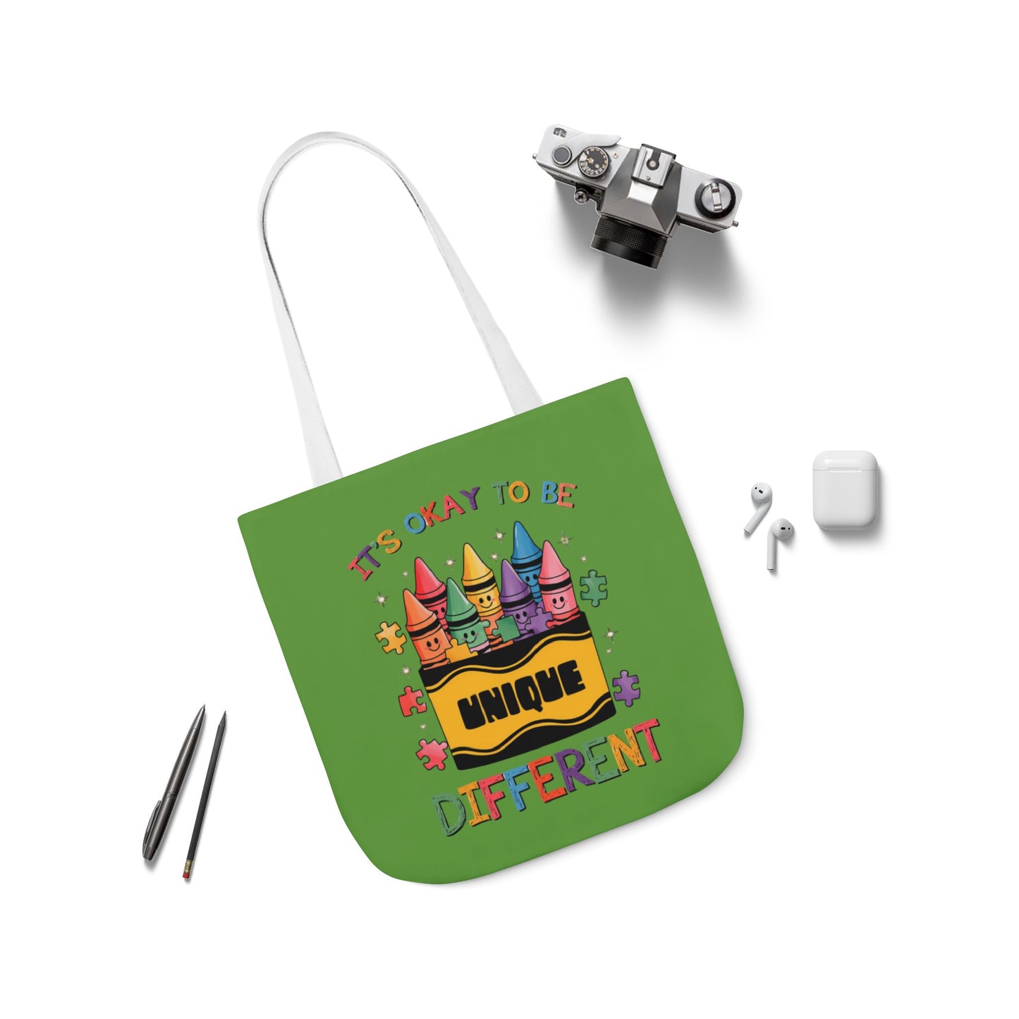 Autism Awareness & Pride Collection Unique Canvas Tote Bag with Colorful Castle Design