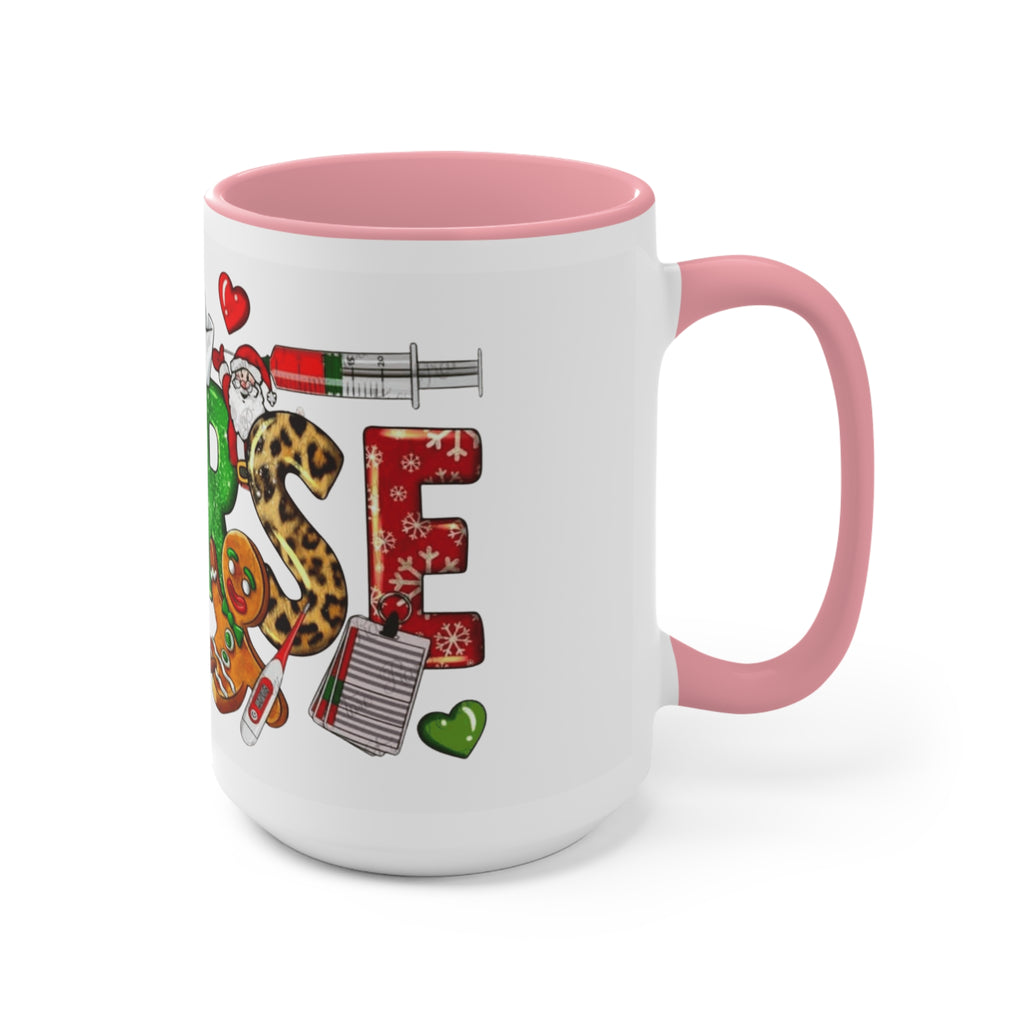 Christmas Nurse Accent Mug — Festive Healthcare Holiday Coffee Cup with Gingerbread & Candy Cane Design Medical Christmas Mug