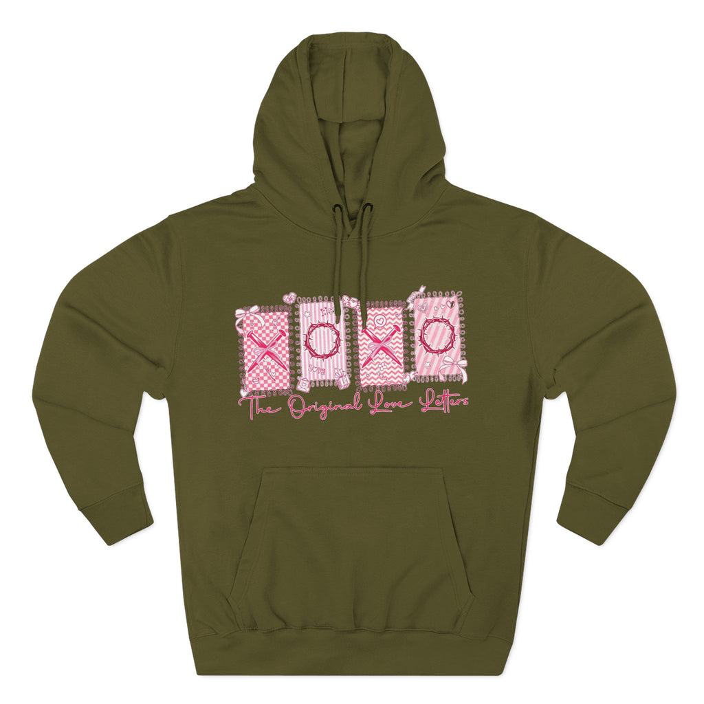 Hoodie  Pink XOXO Three Panel Love Letters Fleece Hoodie
