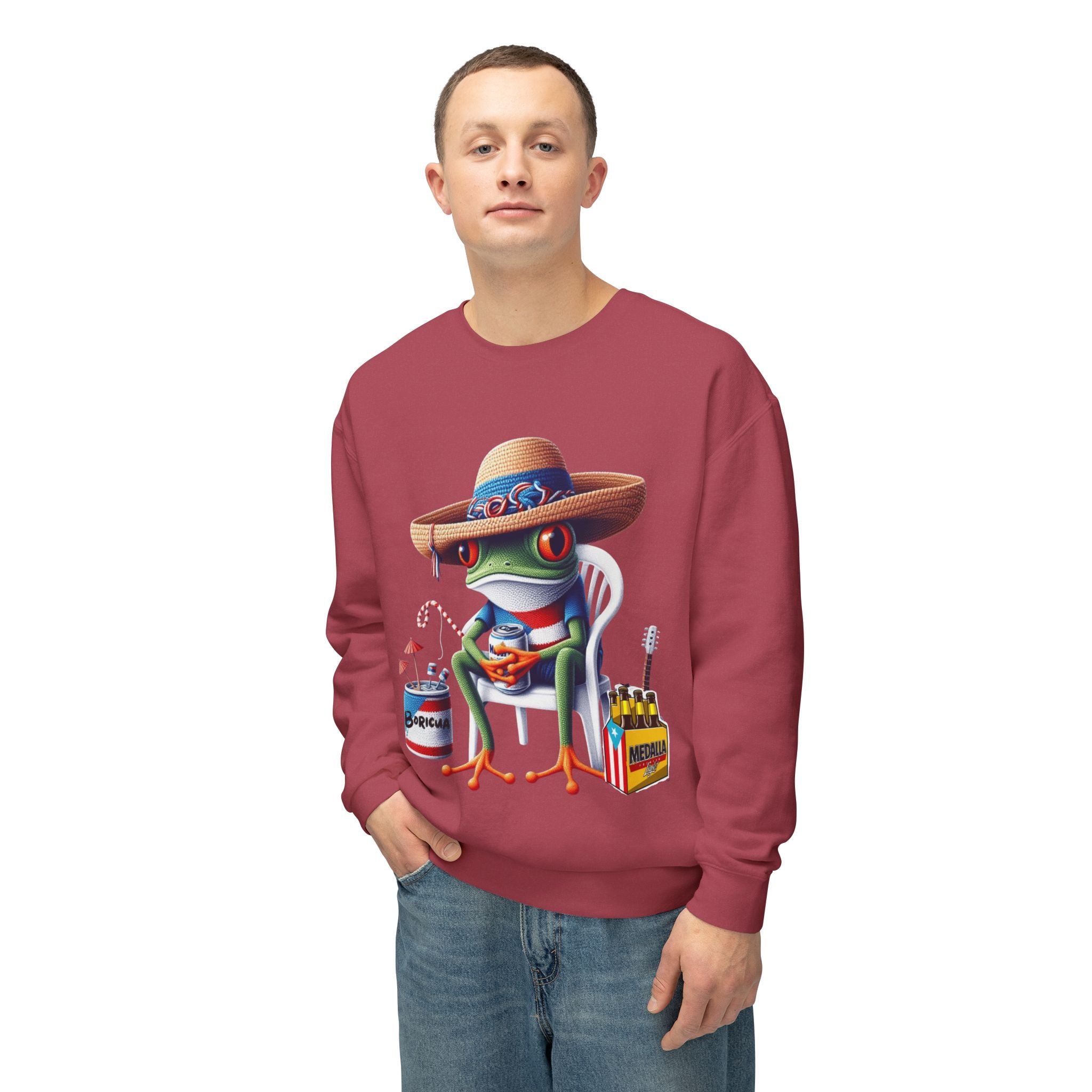 Coqui in Sombrero Crewneck Sweatshirt Puerto Rico’s Navidades