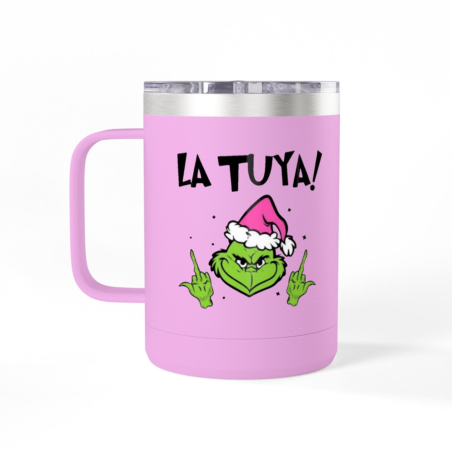 Holiday Grinch Coffee Mug Tumbler - 15oz Vaso / Taza de Acero Inoxidable – Diseño Navideño