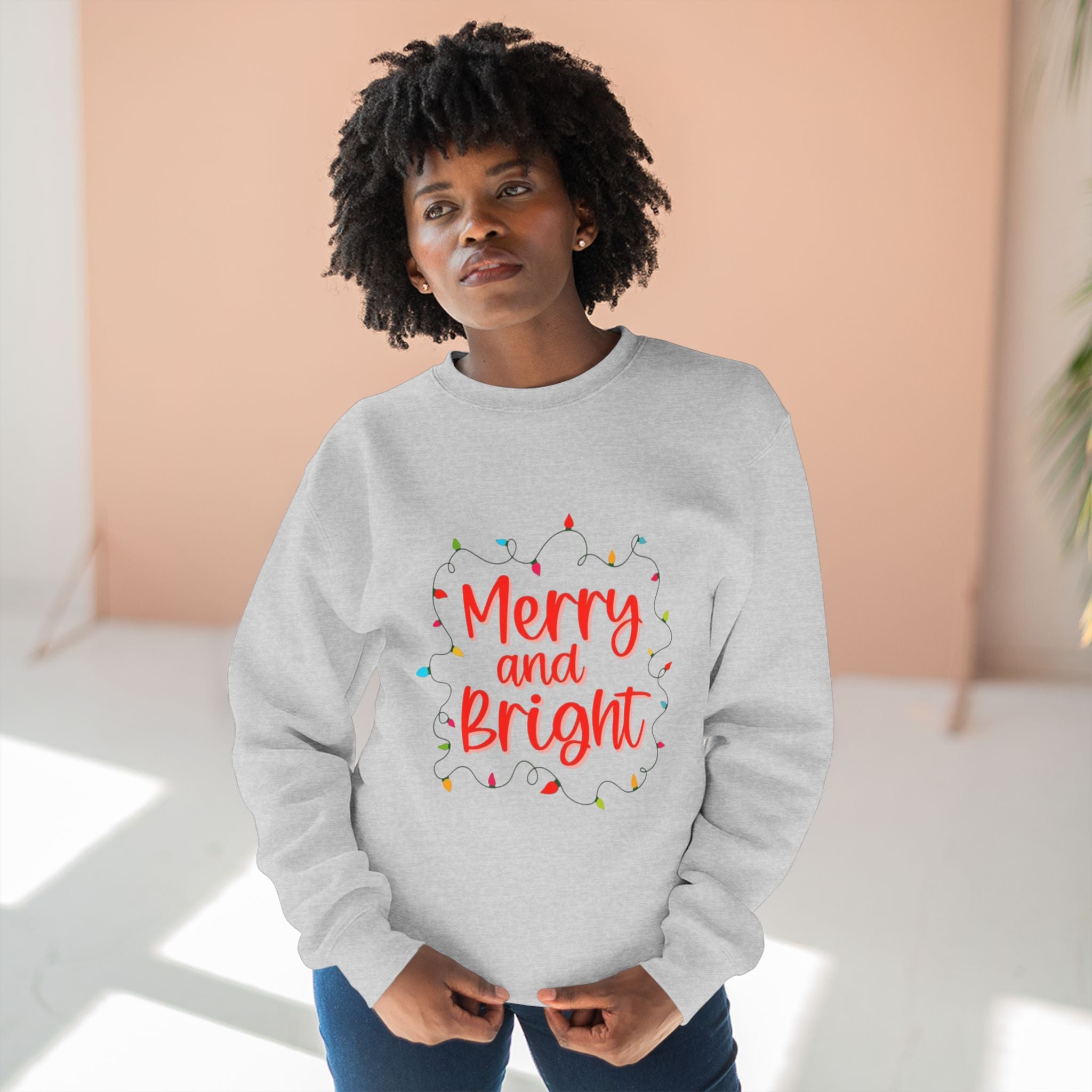 Christmas T-Shirts & Sweatshirts | Holiday Graphic Tees & Cozy Festive Wear Merry and Bright Crewneck Sweatshirt
