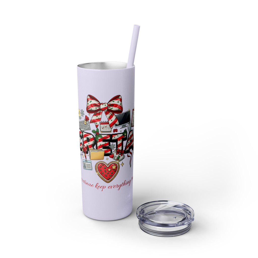 Christmas mug for the office team who keeps everything running smoothly. Candy Cane Christmas Office Secret Santa Design, 20oz with Straw
