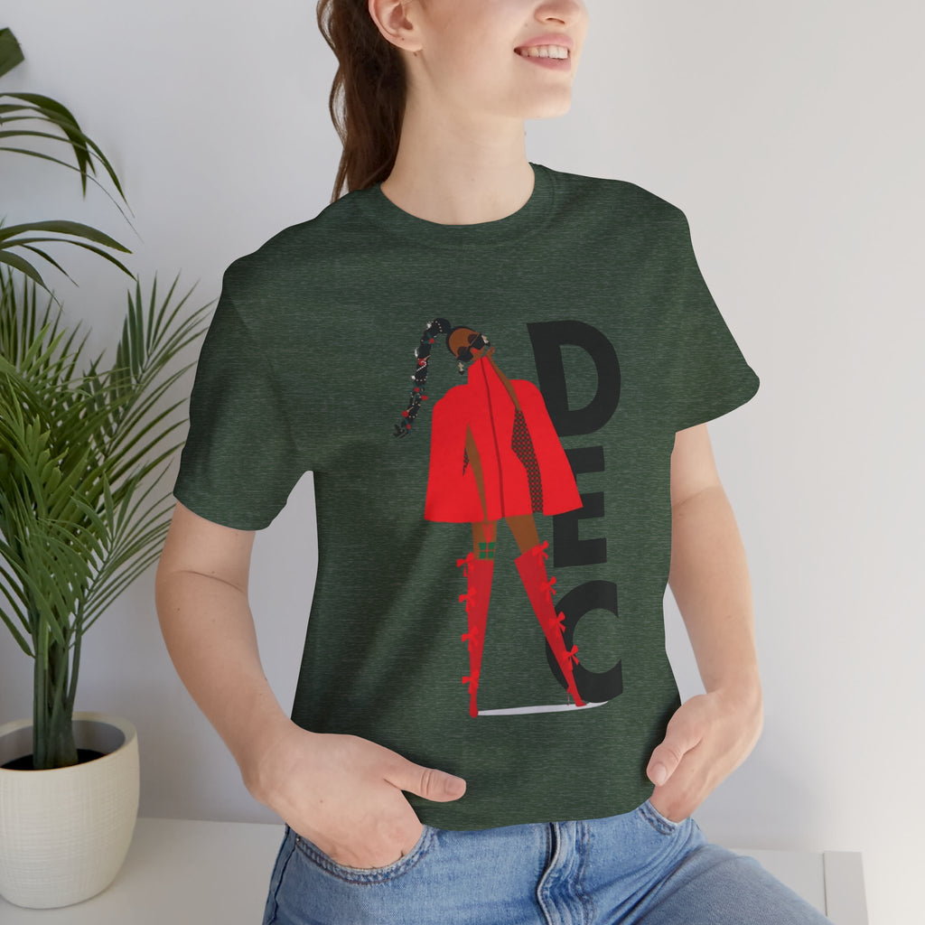 December Fashion Tee  Red Coat Model Graphic Shirt