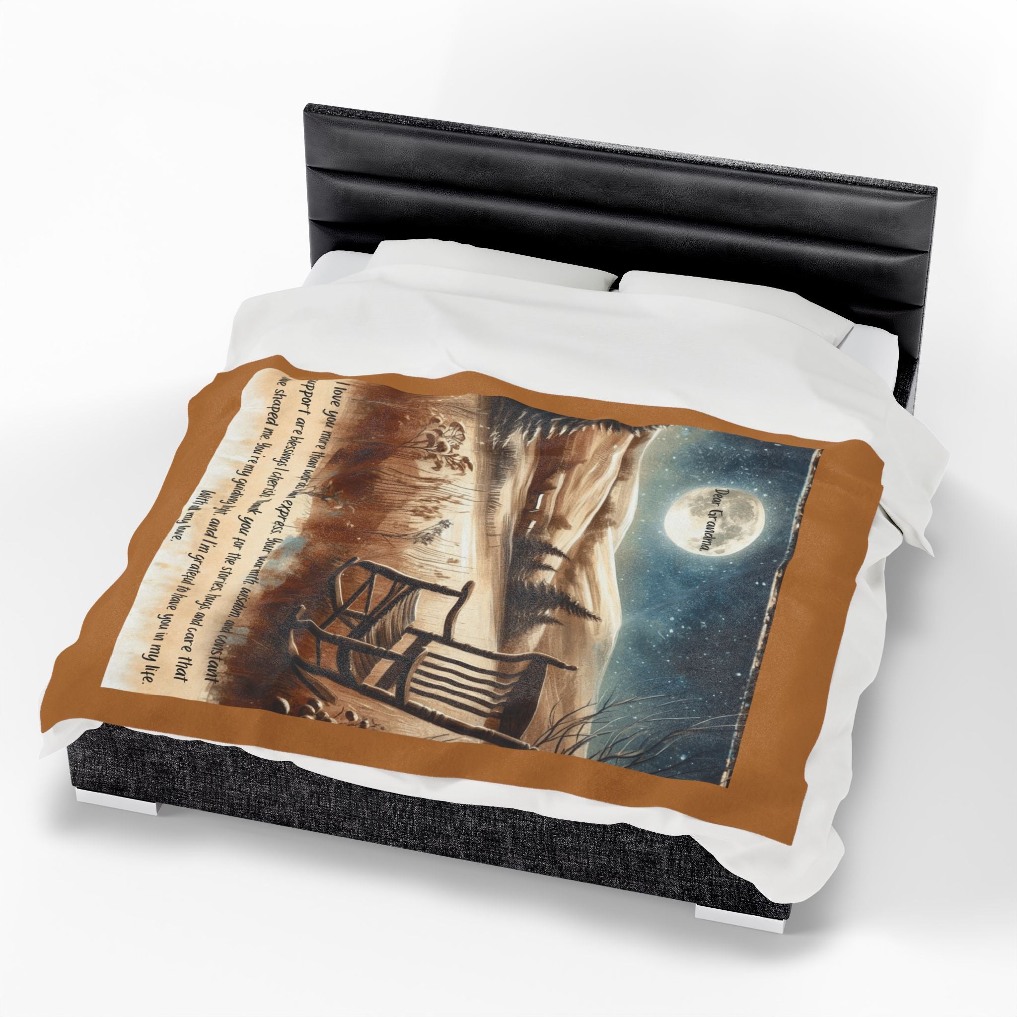 'Dear Grandma' Rocking Chair Winter Landscape Keepsake Blanket Blanket Gift for Grandma