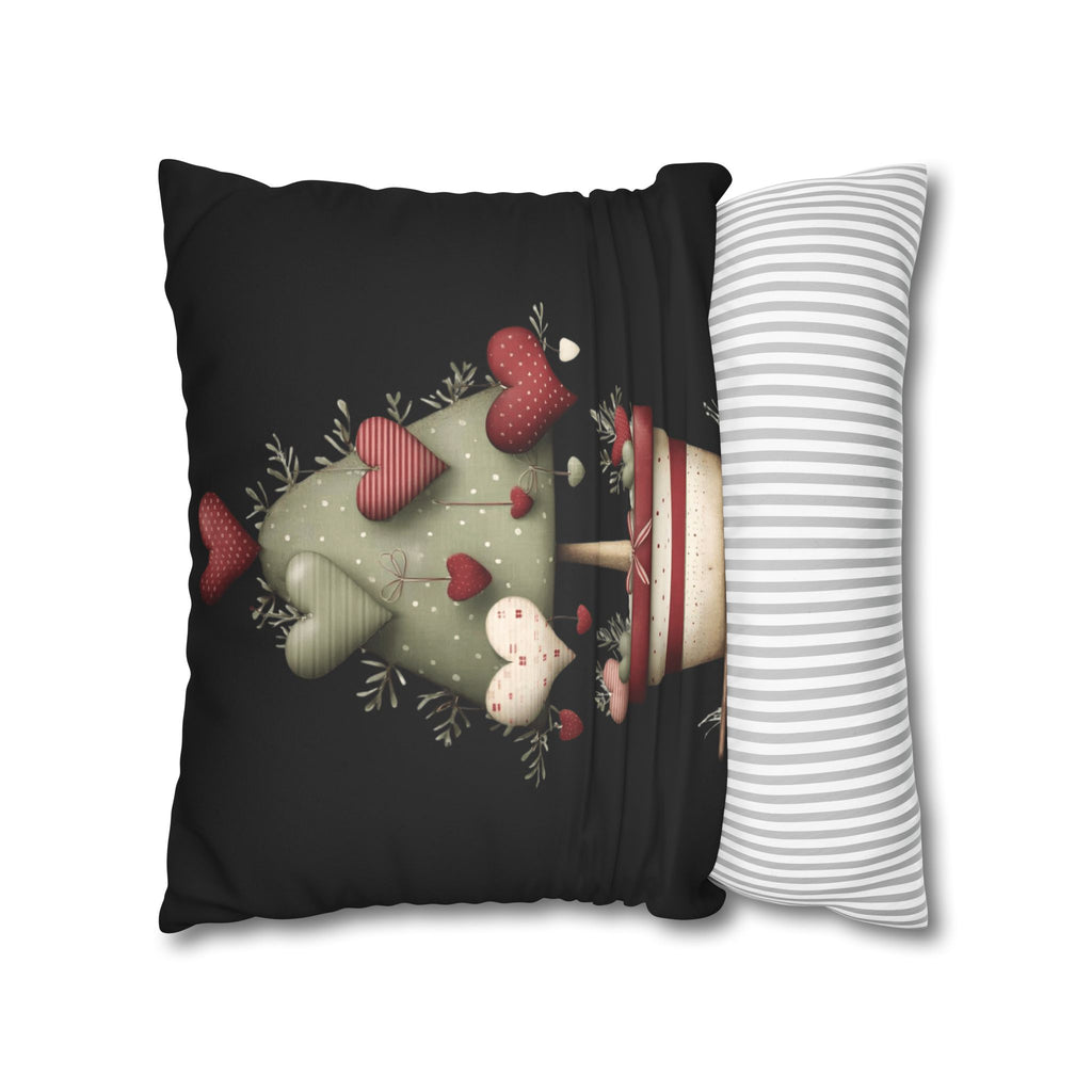 Valentine Heart Topiary Faux Suede Pillowcase CHRISTMAS PILLOW DÉCOR