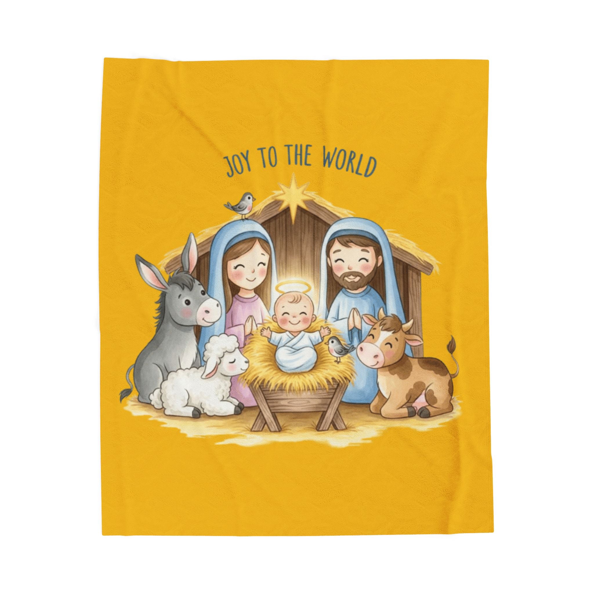 Nativity Velveteen Plush Blanket  "Joy to the World" Christmas Baby Throw