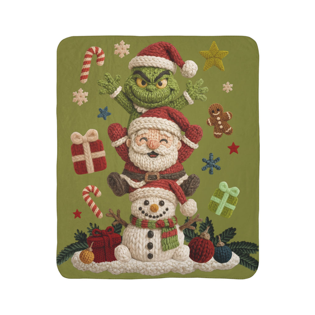 Magical Christmas Cartoon Blanket Grinch Santa Snowman Sherpa Blanket  Cozy Christmas Fleece Throw