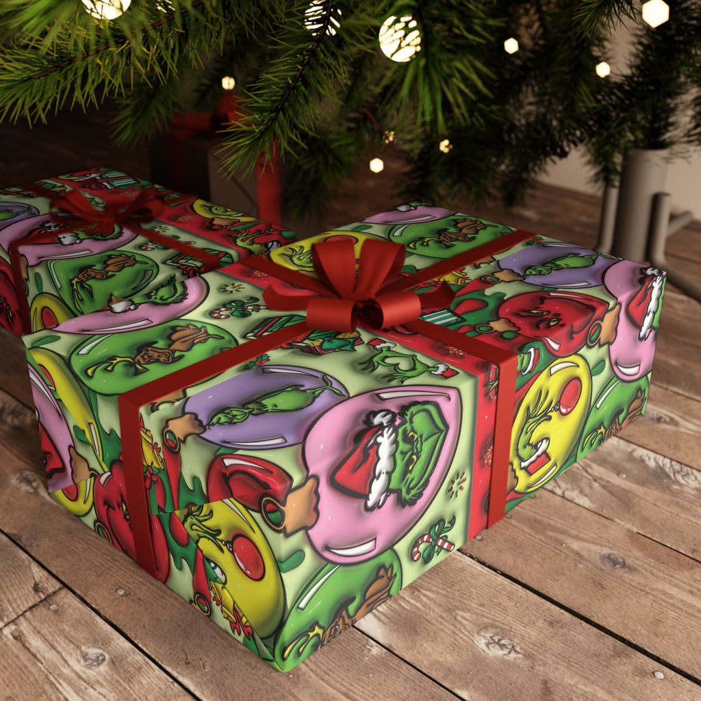 Christmas Grinch Gift Wrap Sheet — Festive Holiday Wrapping Paper Fun & Unique Gift Packaging