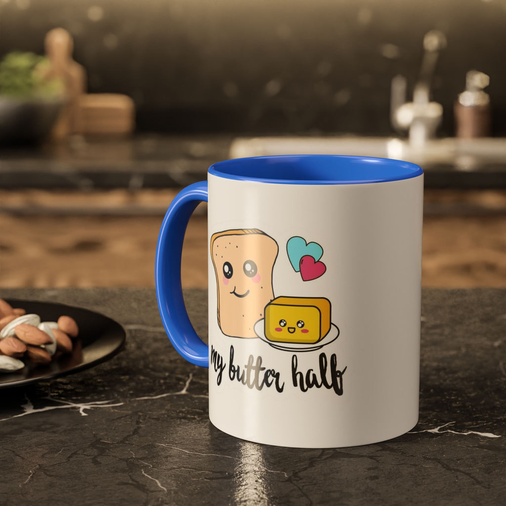 Motivational & Funny Quote Mugs Uplifting Coffee Cup Gifts Cute Foodie Relationship Mug My Butter Half Design, Colorful 11oz & 15oz
