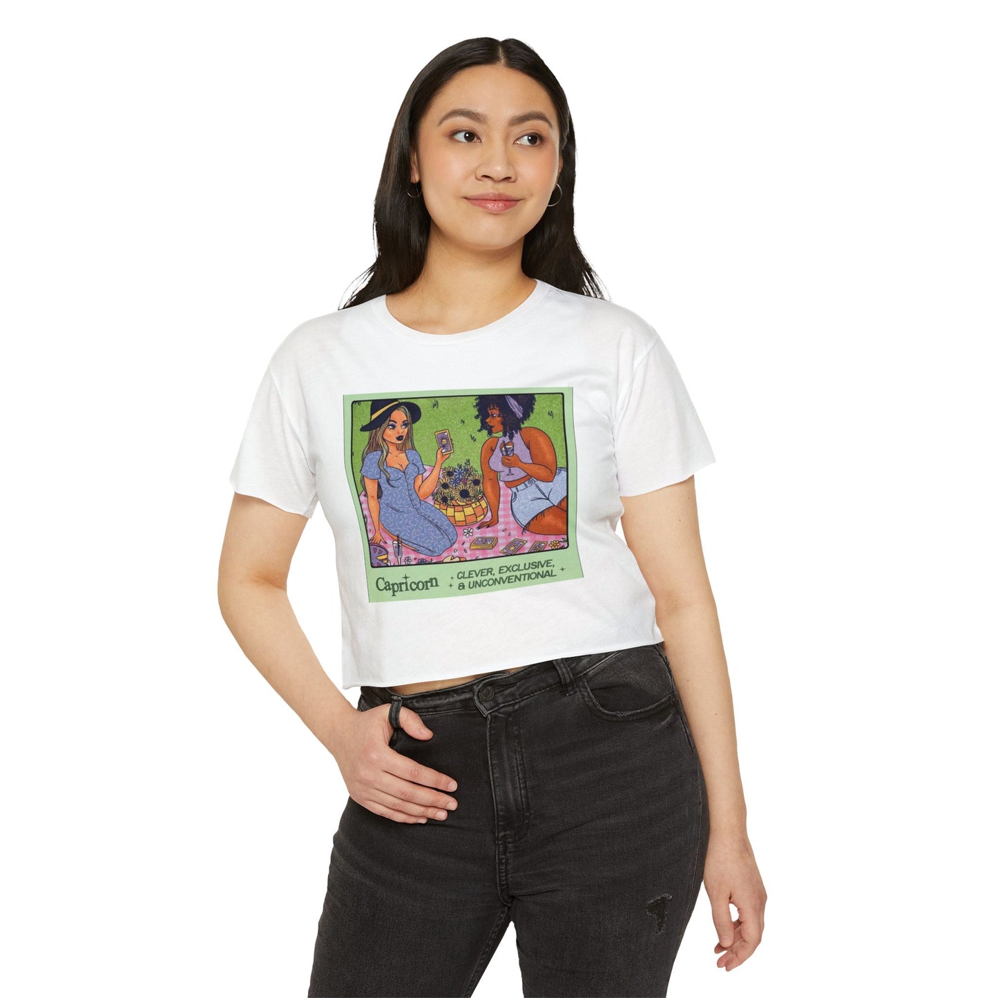 Halloween lovers Women's Festival Crop Top - Playful Capricorn Design, Boho Chic Style, Summer Tops, Festival Outfits, Gift for Her