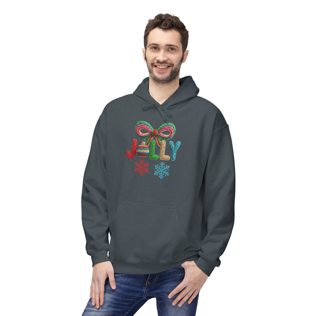Jolly Candy Cane Holiday Hoodie — "JOLLY" Festive Sweatshirt