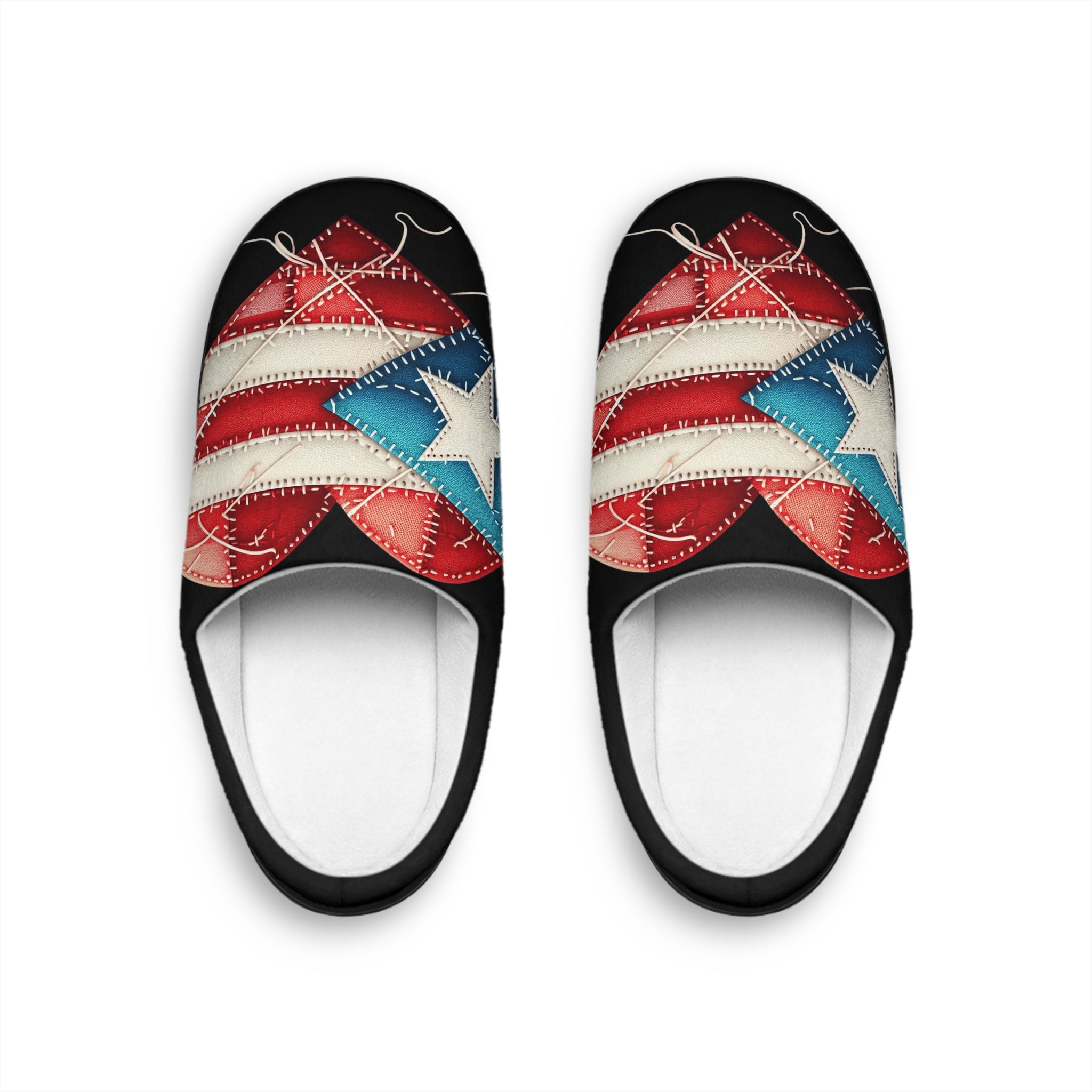 Puerto Rico Flag Patch Indoor Slippers  Women’s Cozy USA Flag Design