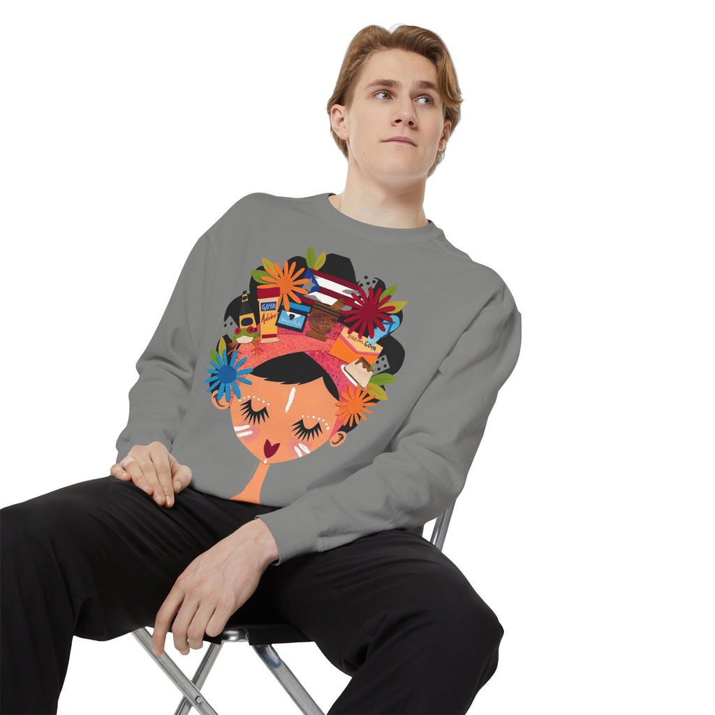 Floral Fiesta Sweatshirt — Colorful Tropical Woman Graphic Puerto Rico Navidades