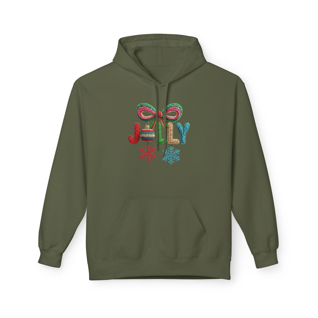 Jolly Candy Cane Holiday Hoodie — "JOLLY" Festive Sweatshirt