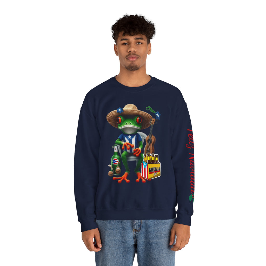 Frog Coqui Crewneck Sweatshirt – Coquito y Medalla Puerto Rican Vibes
