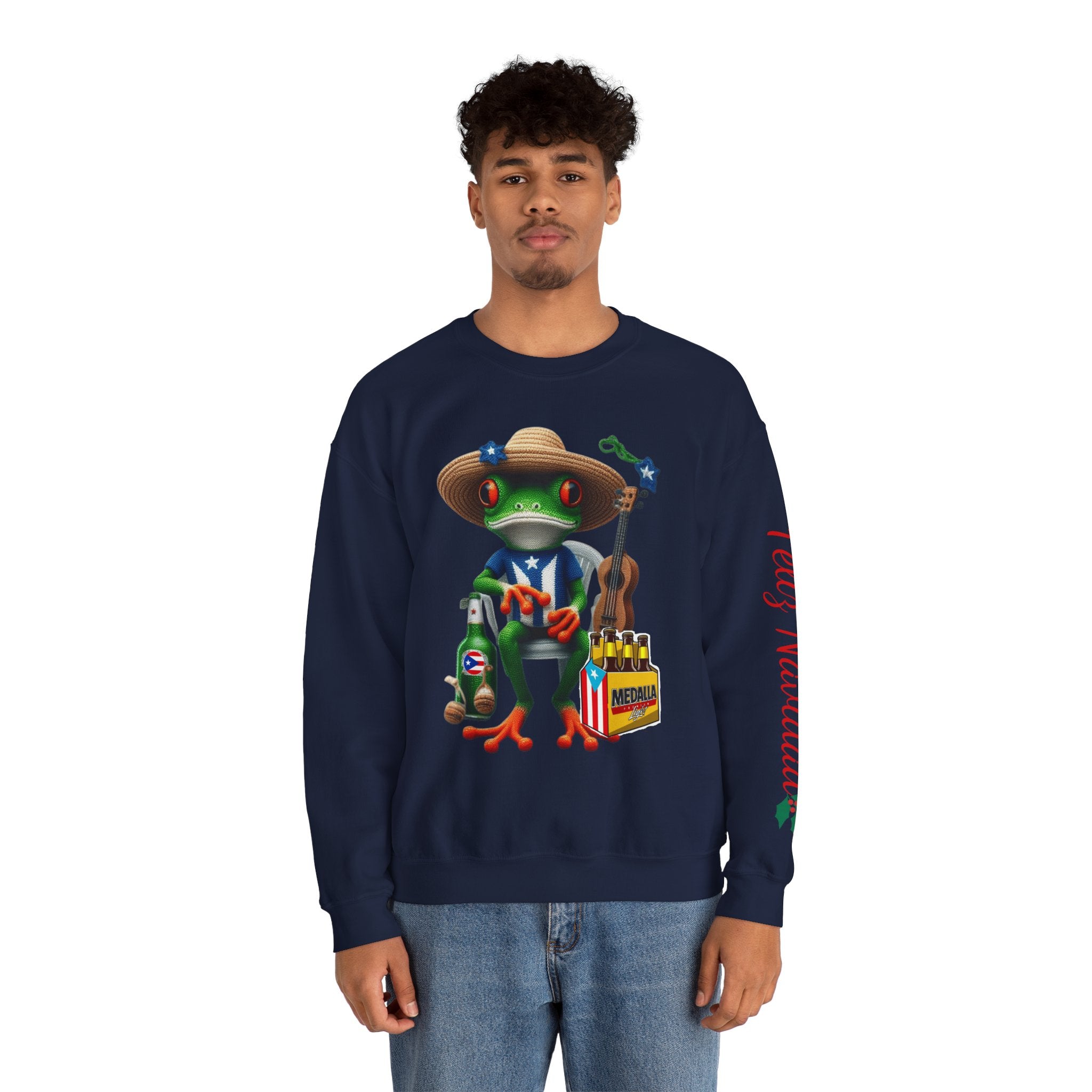 Frog Coqui Crewneck Sweatshirt – Coquito y Medalla Puerto Rican Vibes