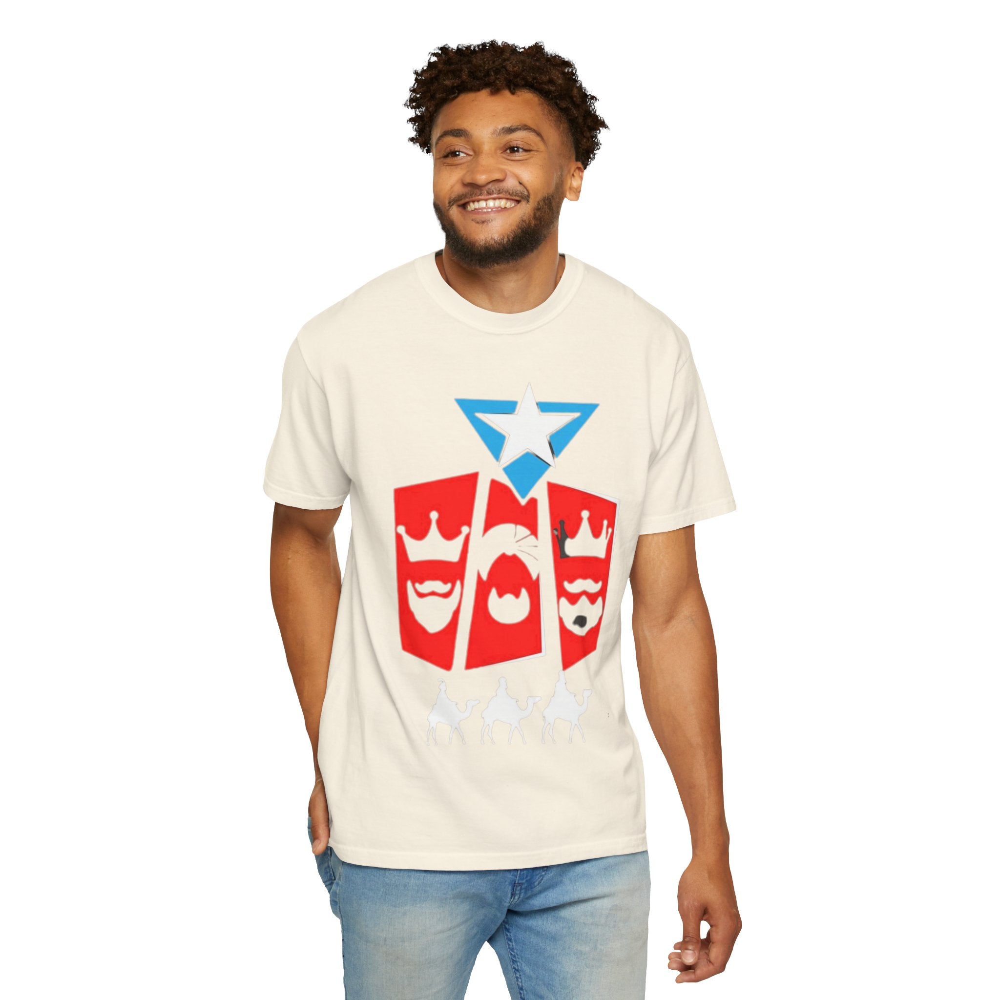 The Three Kings T-Shirt — Puerto Rican Three Kings Graphic Tee (Star & Crown Silhouettes)
