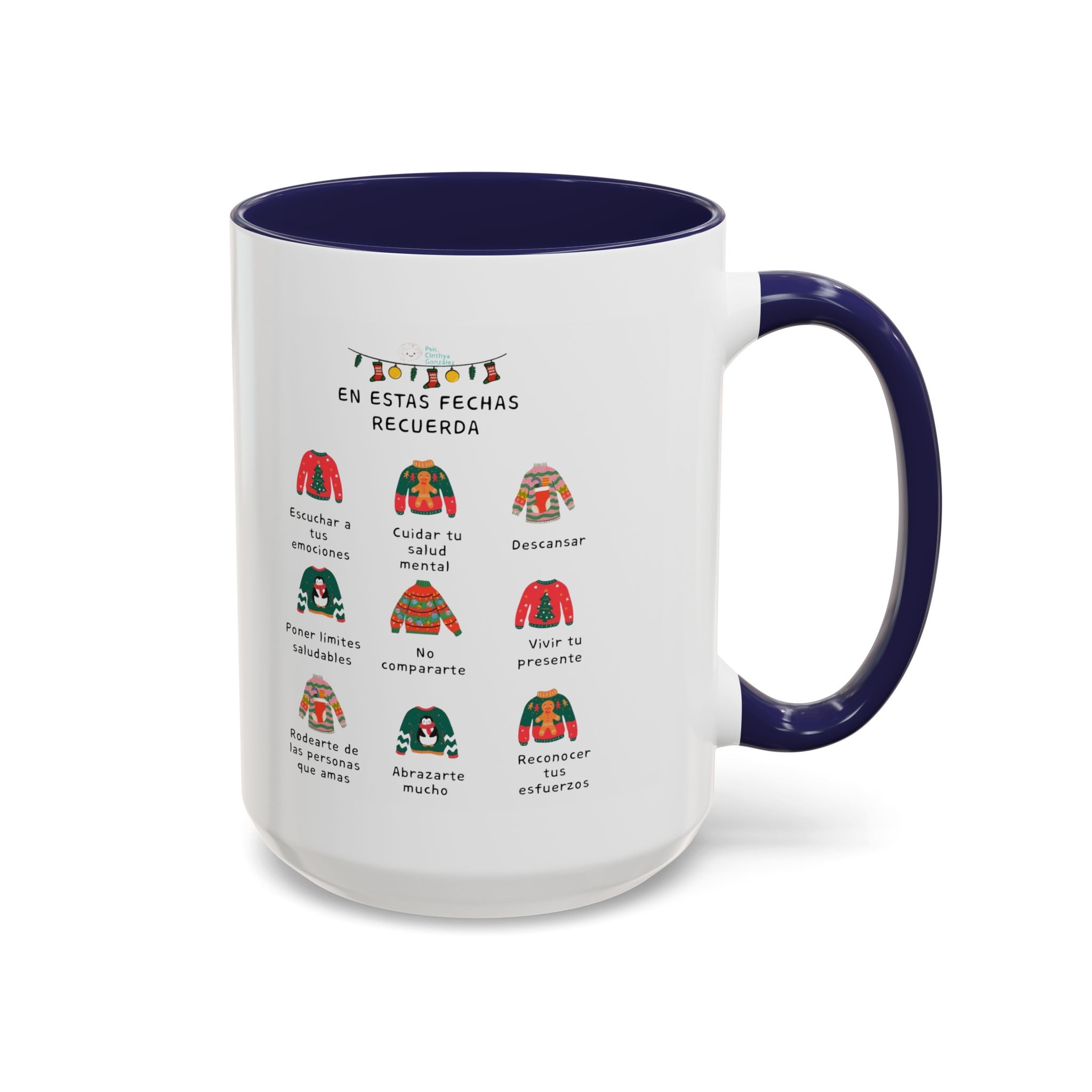 Coffee Mug — 'En Estas Fechas Recuerda' Holiday Sweater Reminder Accent Mug (11/15oz)